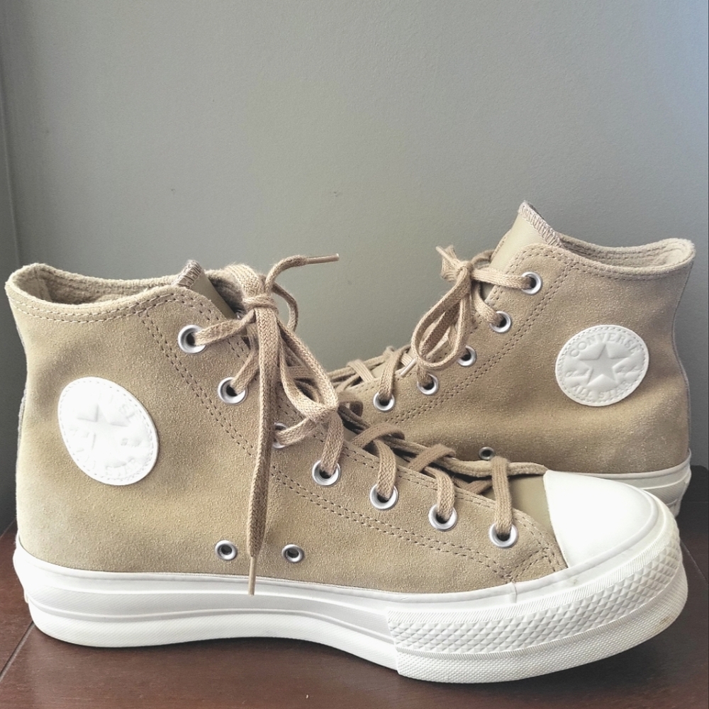 Converse Khaki Chuck Taylor All Star Cozy Lift High Top Sneakers Women's…